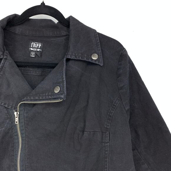 Tripp Jacket Womens 2 Apx US L Zip Front Black Zipper Detail Cropped 3/4 Sleeve - Picture 3 of 6